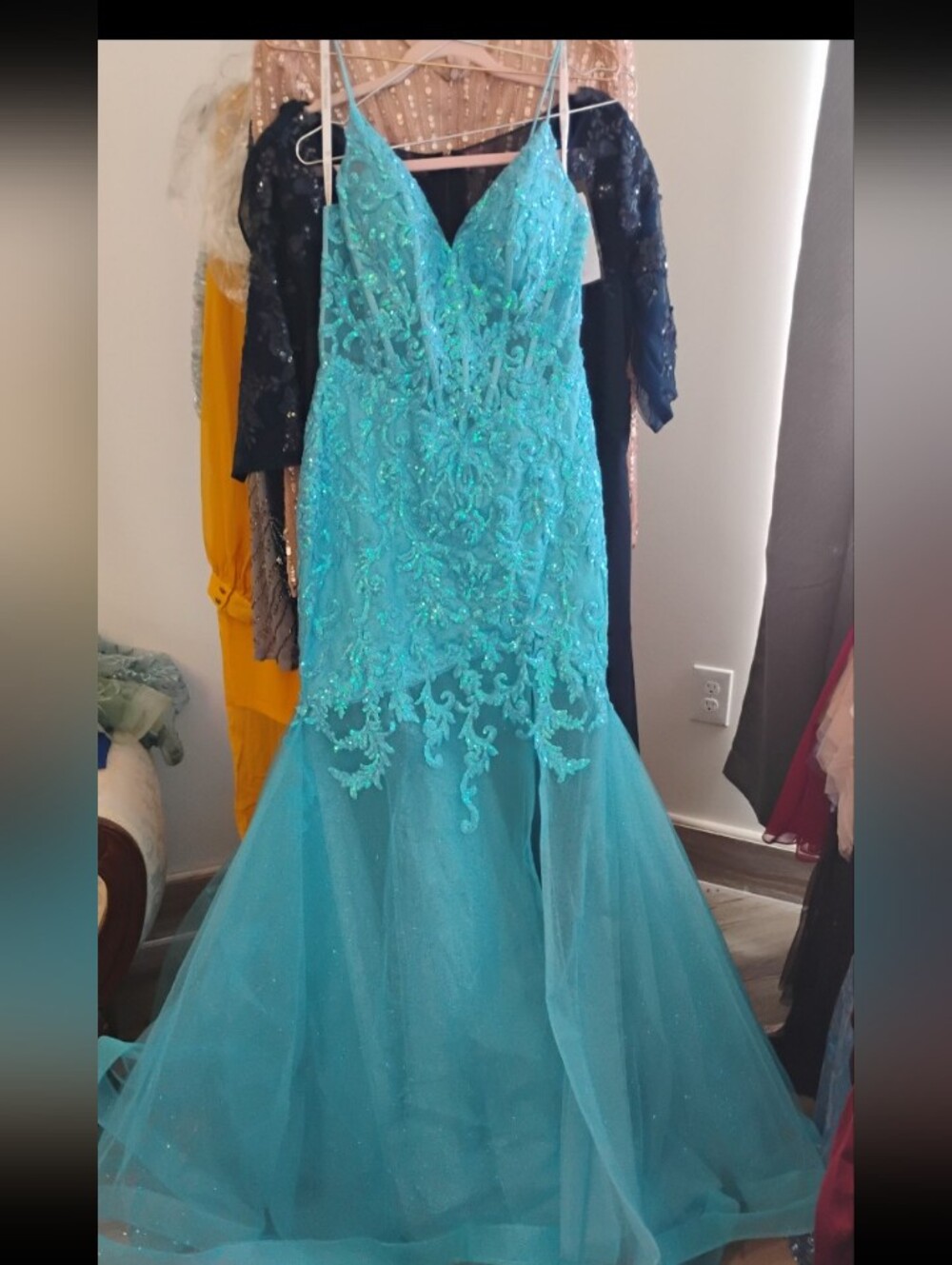Turquoise Beaded Mermaid Formal Dress